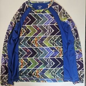 Reel Legends Mens Performance Shirt Medium Blue Outdoor Fishing Moisture Wicking